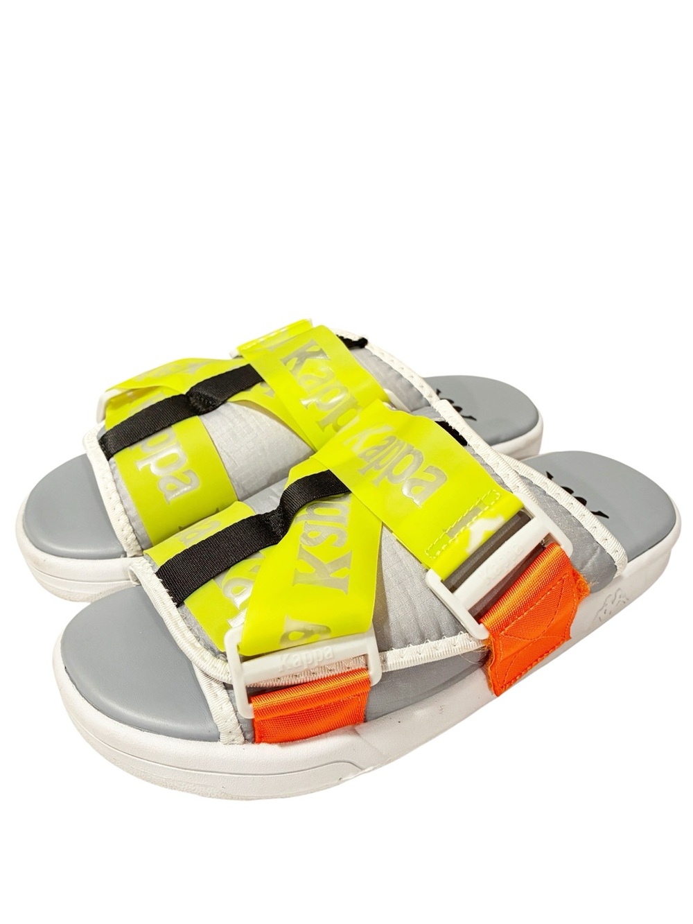 Kappa Slides Authentic Mitel 1 Grey Lime Orange Sandal Size 8